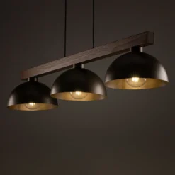 Lámpara colgante Oslo, marrón, 3 luces, 118 cm de largo, E27