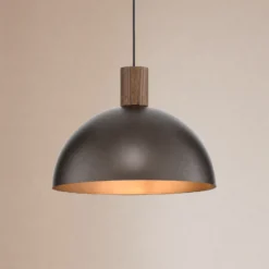 Lámpara colgante Oslo, marrón, metal, Ø 34 cm, E27