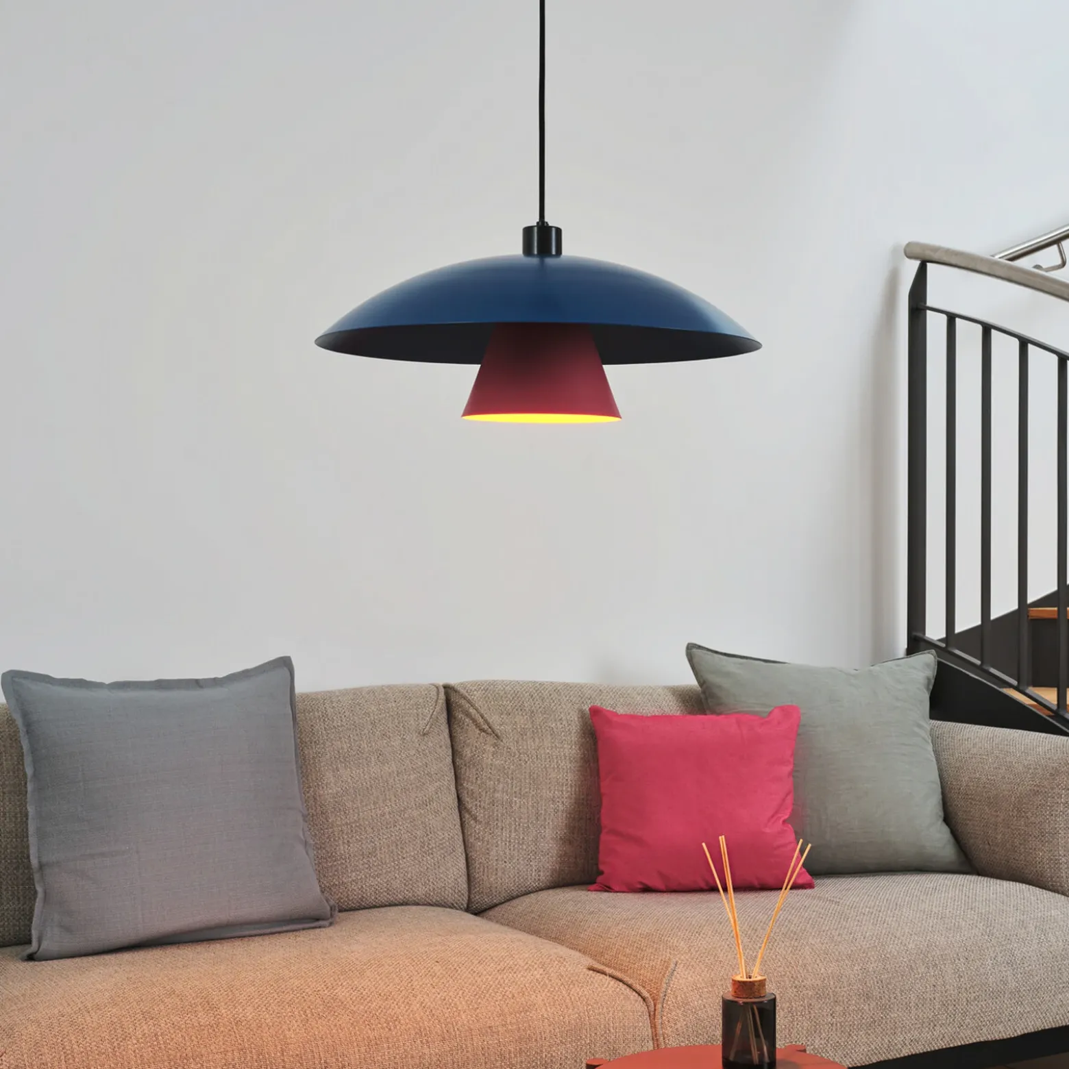 Lámpara colgante OSRAM Decor Flying Mushroom azul/rosa, acero, E27