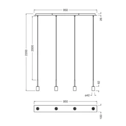 Lámpara colgante OSRAM Decor Needle Linear beige, acero, 4 luces E27
