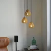 Lámpara colgante OSRAM Decor Paper Drop, 3 luces redondas, beige, E27