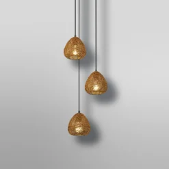 Lámpara colgante OSRAM Decor Paper Drop, 3 luces redondas, beige, E27