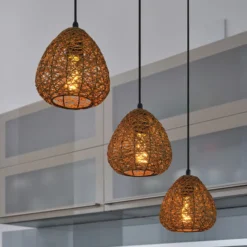 Lámpara colgante OSRAM Decor Paper Drop, 3 luces largas, beige, E27