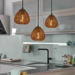 Lámpara colgante OSRAM Decor Paper Drop, 3 luces largas, beige, E27