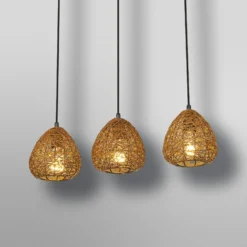 Lámpara colgante OSRAM Decor Paper Drop, 3 luces largas, beige, E27