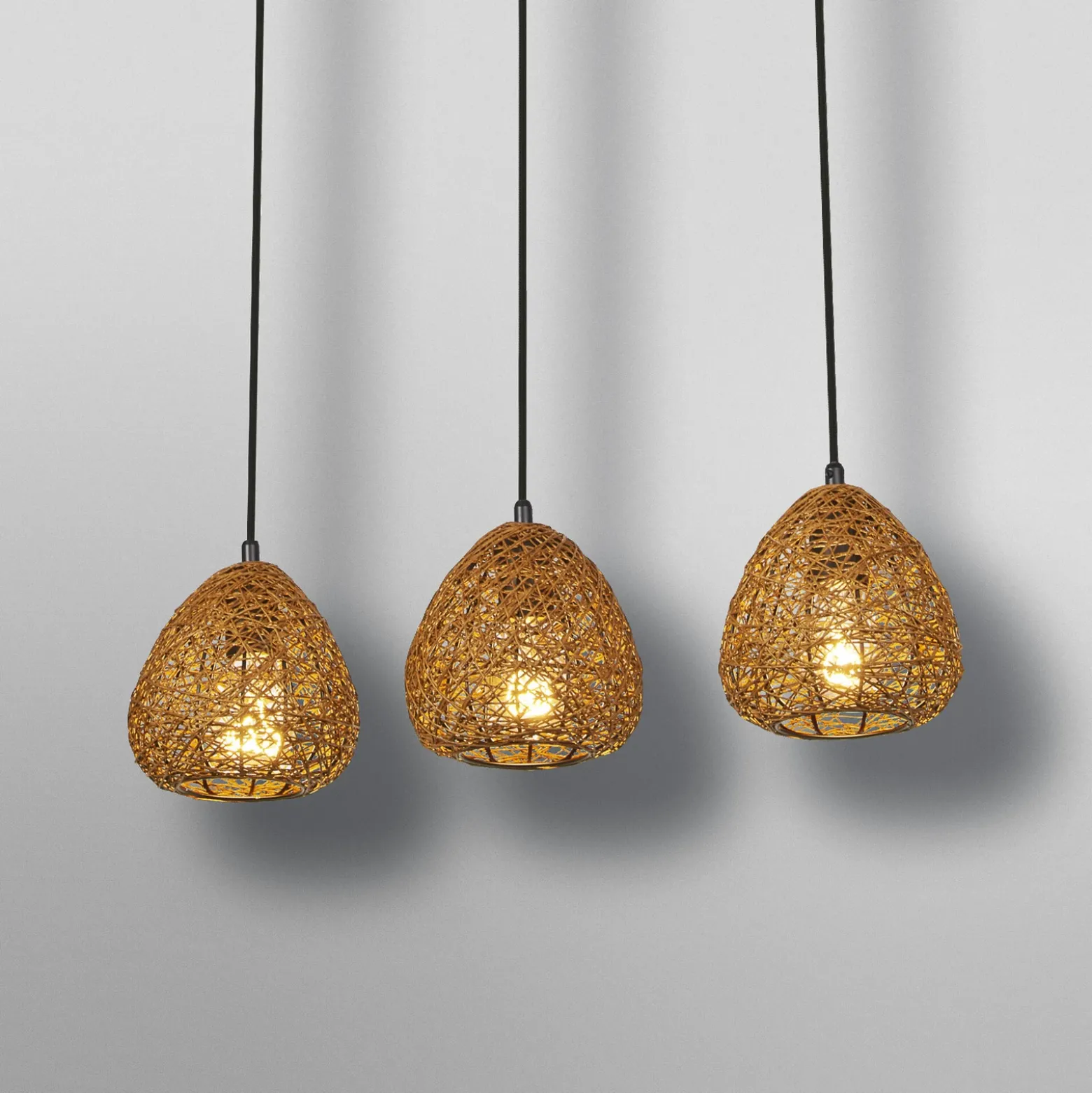 Lámpara colgante OSRAM Decor Paper Drop, 3 luces largas, beige, E27