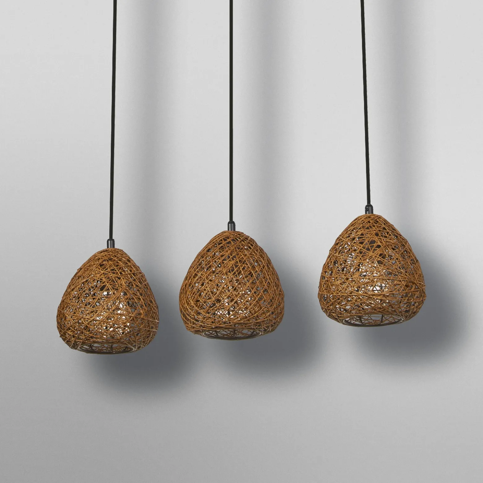 Lámpara colgante OSRAM Decor Paper Drop, 3 luces largas, beige, E27