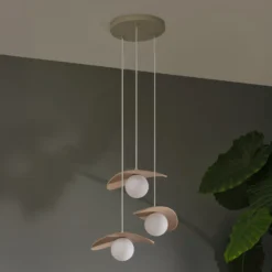 Lámpara colgante OSRAM Decor Pearl, 3 luces, beige, fieltro, G9