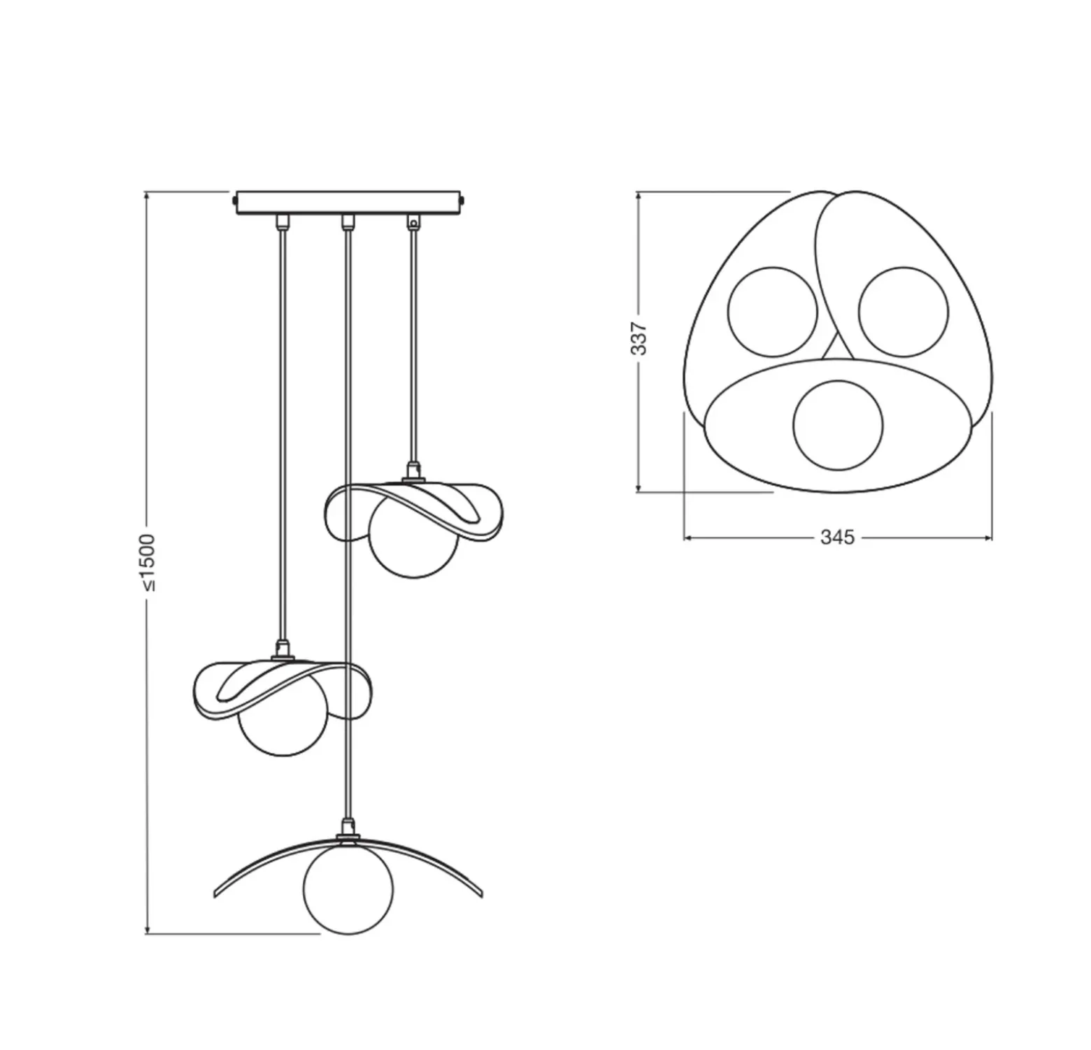 Lámpara colgante OSRAM Decor Pearl, 3 luces, beige, fieltro, G9