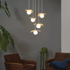 Lámpara colgante OSRAM Decor Pearl, 5 luces, beige, fieltro, G9