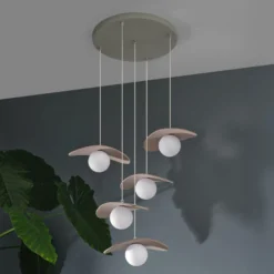 Lámpara colgante OSRAM Decor Pearl, 5 luces, beige, fieltro, G9