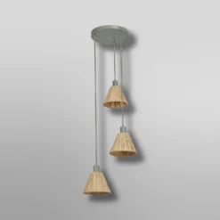 Lámpara colgante OSRAM Decor Raffia, 3 luces redondas, rafia, natural