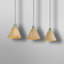 Lámpara colgante OSRAM Decor Raffia, 3 luces, rafia, natural