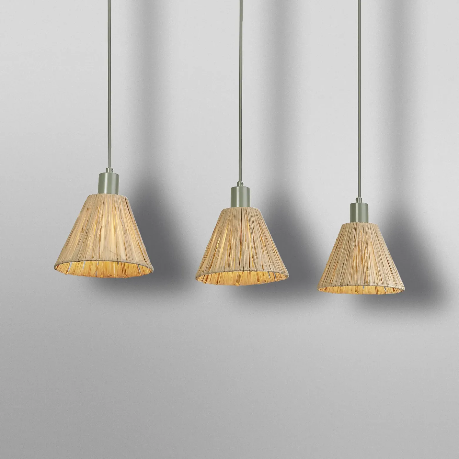 Lámpara colgante OSRAM Decor Raffia, 3 luces, rafia, natural