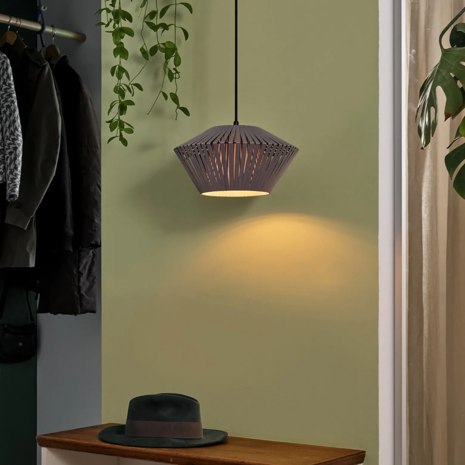 Lámpara colgante OSRAM Decor Stripes Ø 30,5 cm, gris, textil, E27