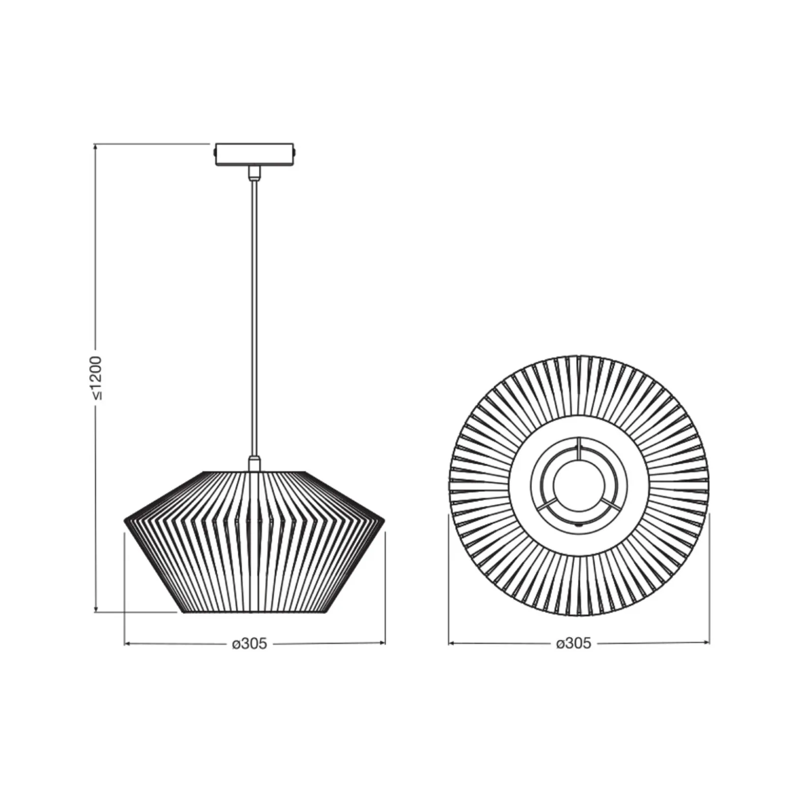 Lámpara colgante OSRAM Decor Stripes Ø 30,5 cm, gris, textil, E27