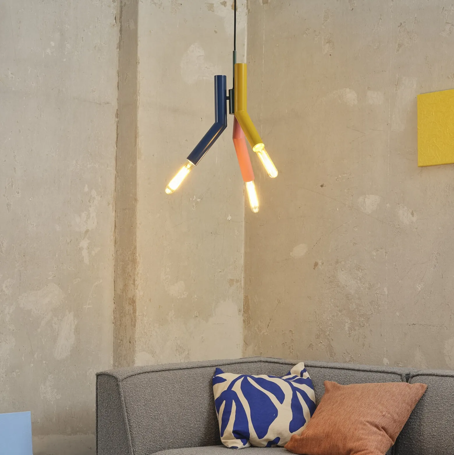 Lámpara colgante OSRAM Decor Straw, 3 luces, acero, multicolor, E27