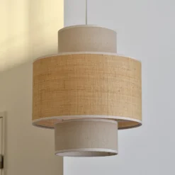 Lámpara colgante OSRAM Decor Wrap Cylinder, beige, rafia, lino