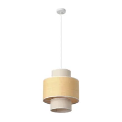 Lámpara colgante OSRAM Decor Wrap Cylinder, beige, rafia, lino
