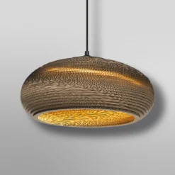 Lámpara colgante OSRAM DROP, marrón, Ø 40 cm, cartón ondulado, E27