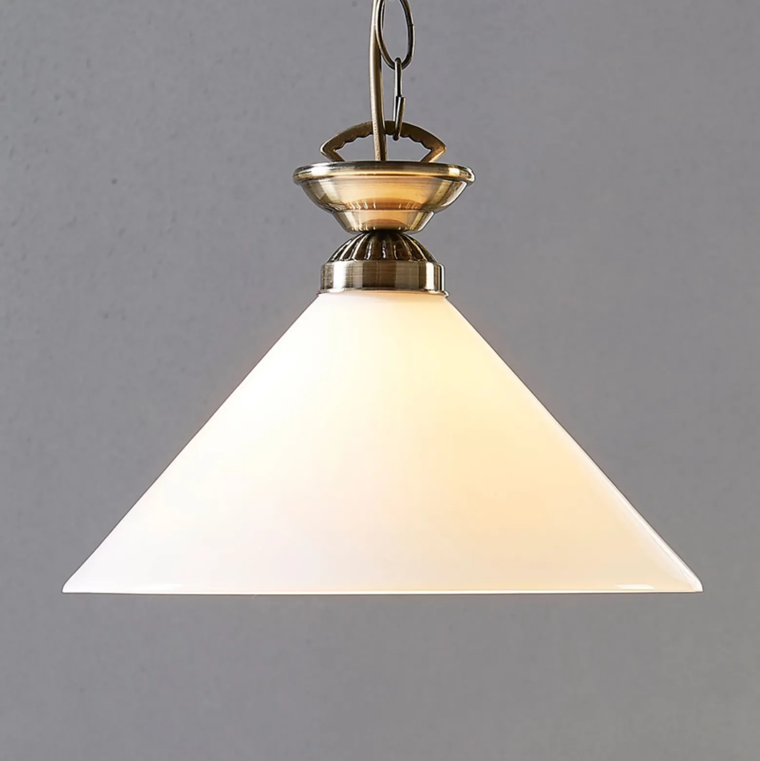 Lámpara colgante Otis de Lindby, Ø 30 cm, blanca, cristal, cono, E27