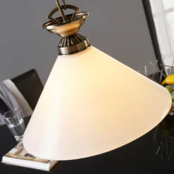 Lámpara colgante Otis de Lindby, Ø 30 cm, blanca, cristal, cono, E27