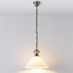 Lámpara colgante Otis de Lindby, Ø 30 cm, blanca, cristal, cono, E27