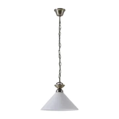 Lámpara colgante Otis de Lindby, Ø 30 cm, blanca, cristal, cono, E27