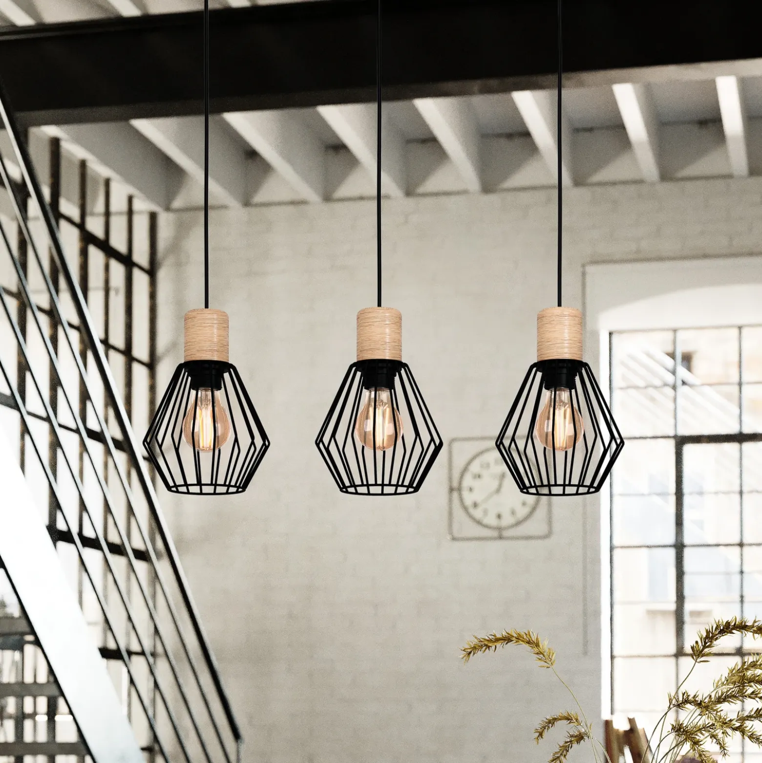 Lámpara colgante Palmorla, alargado, 3 luces