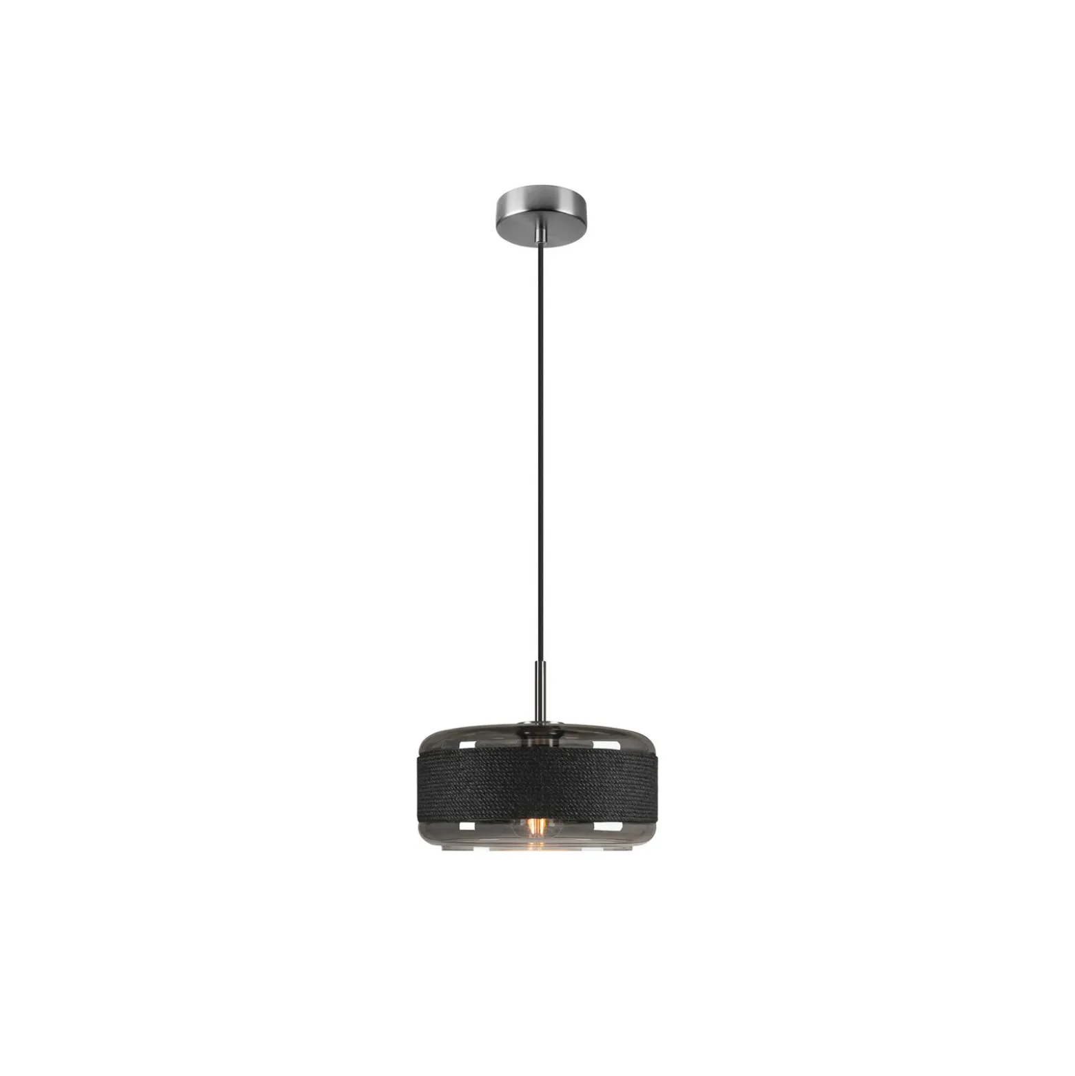 Lámpara colgante Pantilo Rope 27, negro/gris/plata, cristal, Ø 27 cm