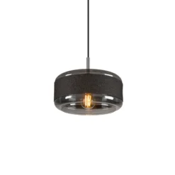 Lámpara colgante Pantilo Rope 27, negro/gris/plata, cristal, Ø 27 cm