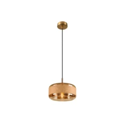 Lámpara colgante Pantilo Rope 27, marrón/ámbar/dorado, cristal, Ø 27 cm