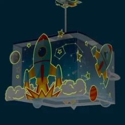 Lámpara colgante para habitación infantil ROCKET de Dalber, azul/amarillo