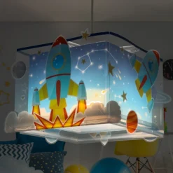 Lámpara colgante para habitación infantil ROCKET de Dalber, azul/amarillo
