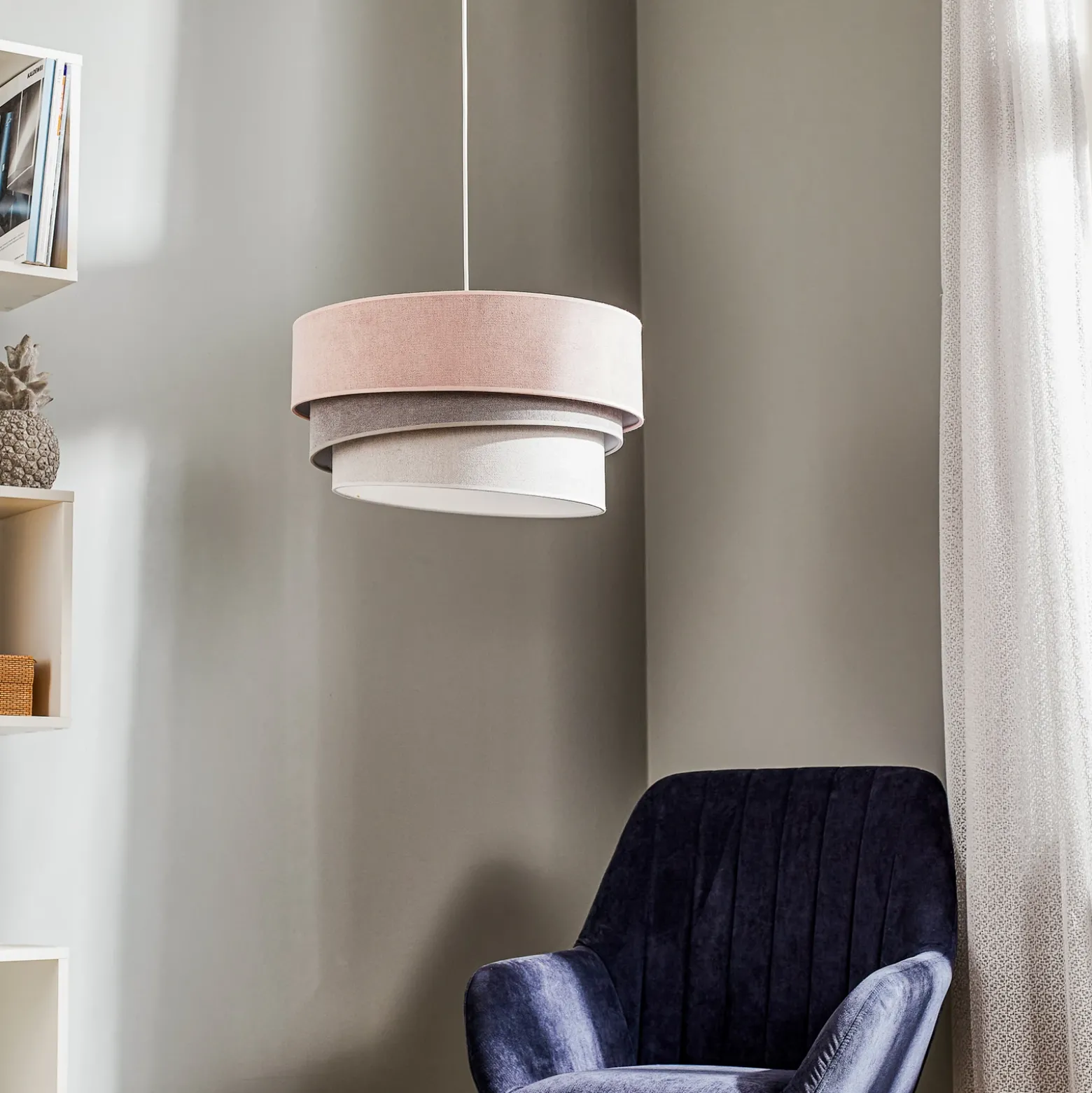 Lámpara colgante Pastell Trio rosa/gris/gris claro