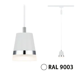 Lámpara colgante Paulmann URail Cone, blanco señal, GU10