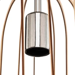 Lámpara colgante Paz cromada, cilindro con láminas de madera Ø 45 cm