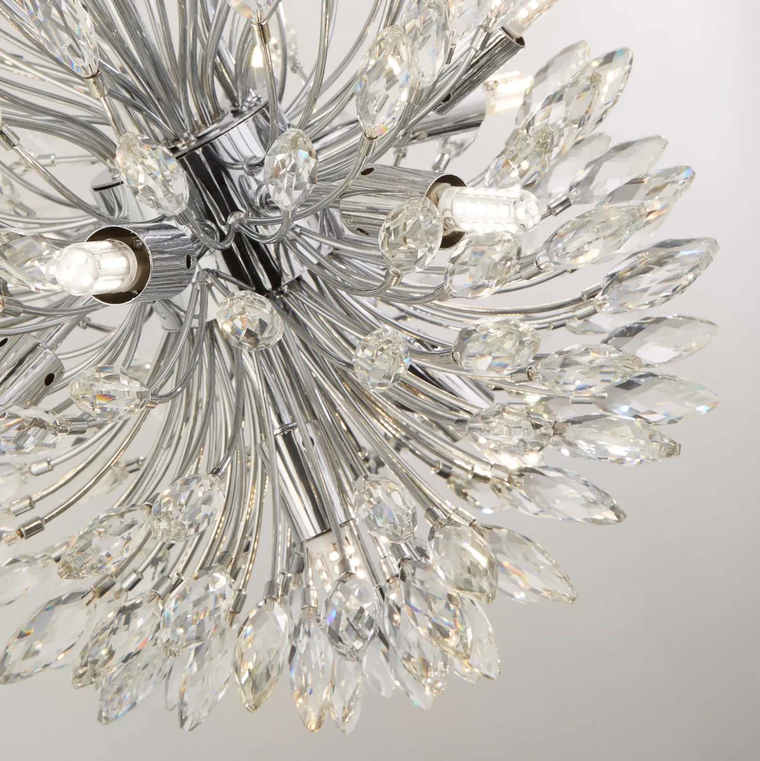 Lámpara colgante Peacock, cromo/claro, cristal, Ø 37 cm, G9