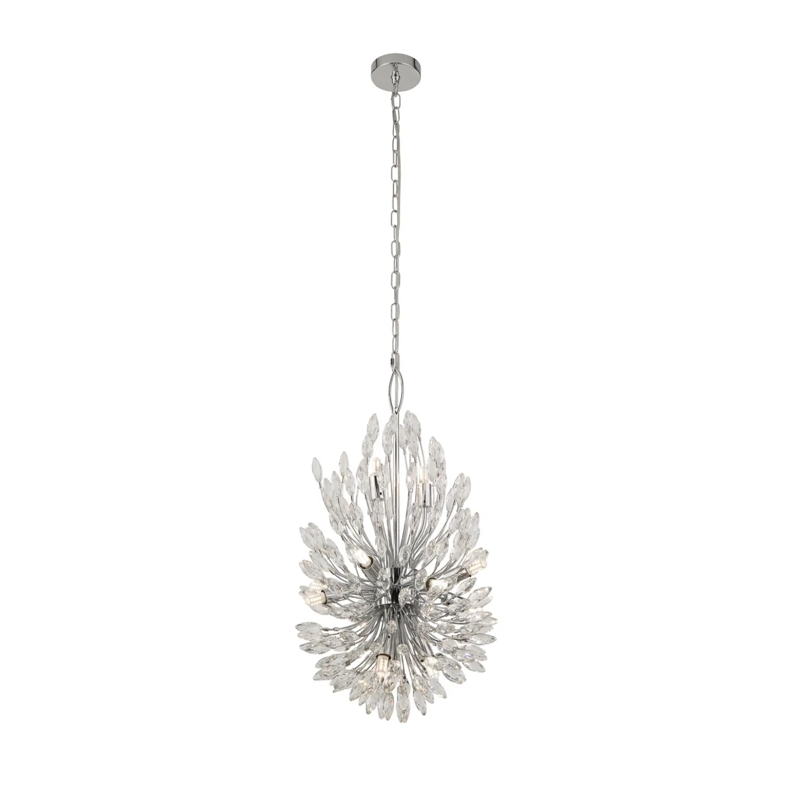 Lámpara colgante Peacock, cromo/claro, cristal, Ø 37 cm, G9