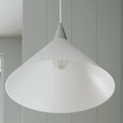 Lámpara colgante Petra de Lindby, blanca, cristal, Ø 40 cm, cono, E27
