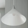Lámpara colgante Petra de Lindby, blanca, cristal, Ø 40 cm, cono, E27