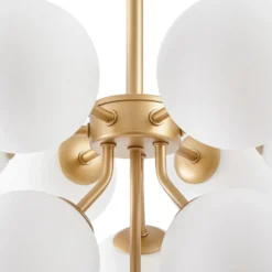 Lámpara colgante Peyton de Lucande, 10 luces, dorado/blanco, cristal