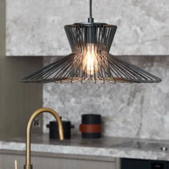 Lámpara colgante Pheonix Flair negra, metal, Ø 50 cm