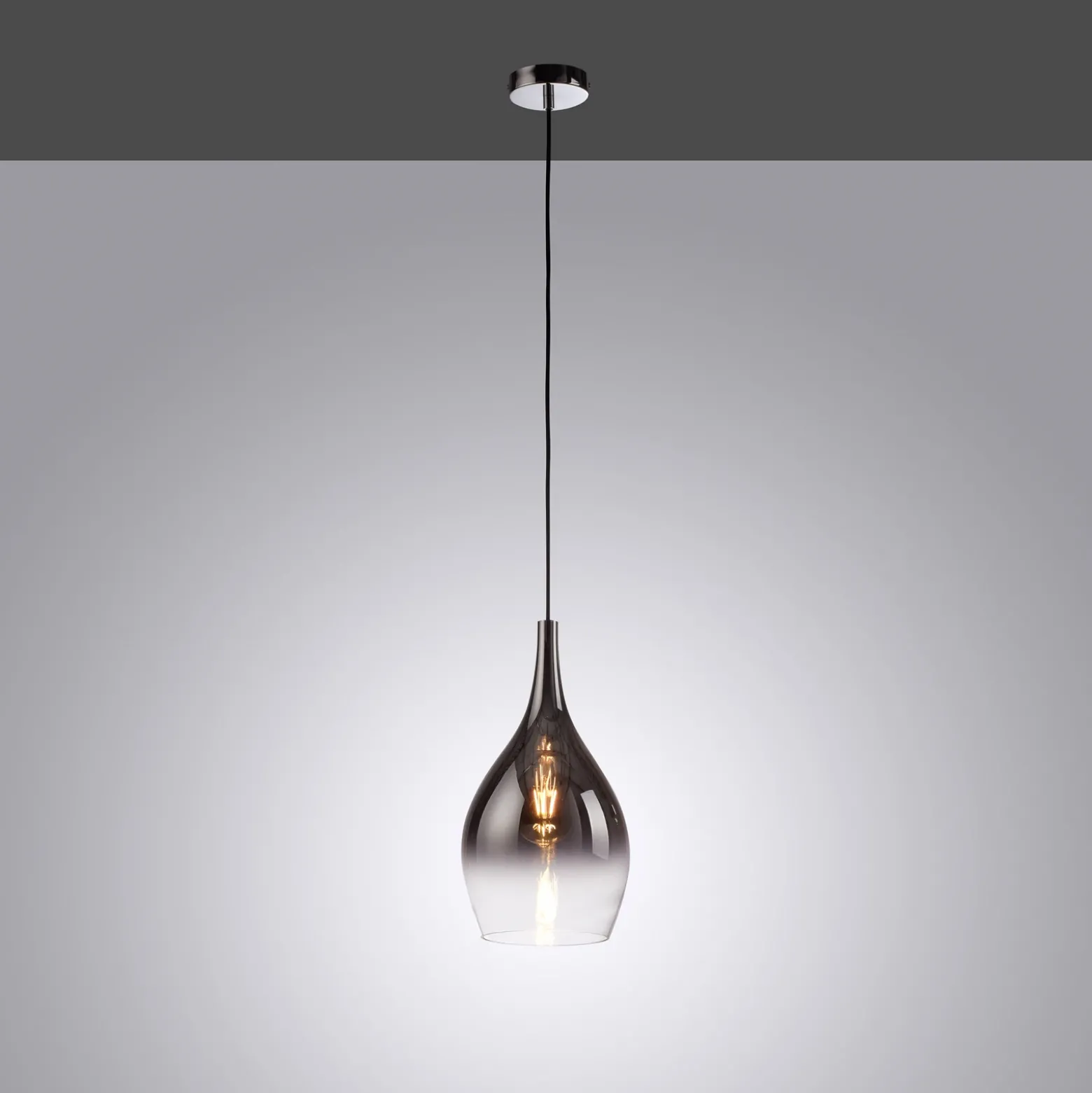 Lámpara colgante Pilua de Paul Neuhaus, gris ahumado, cristal, Ø 20 cm, E27