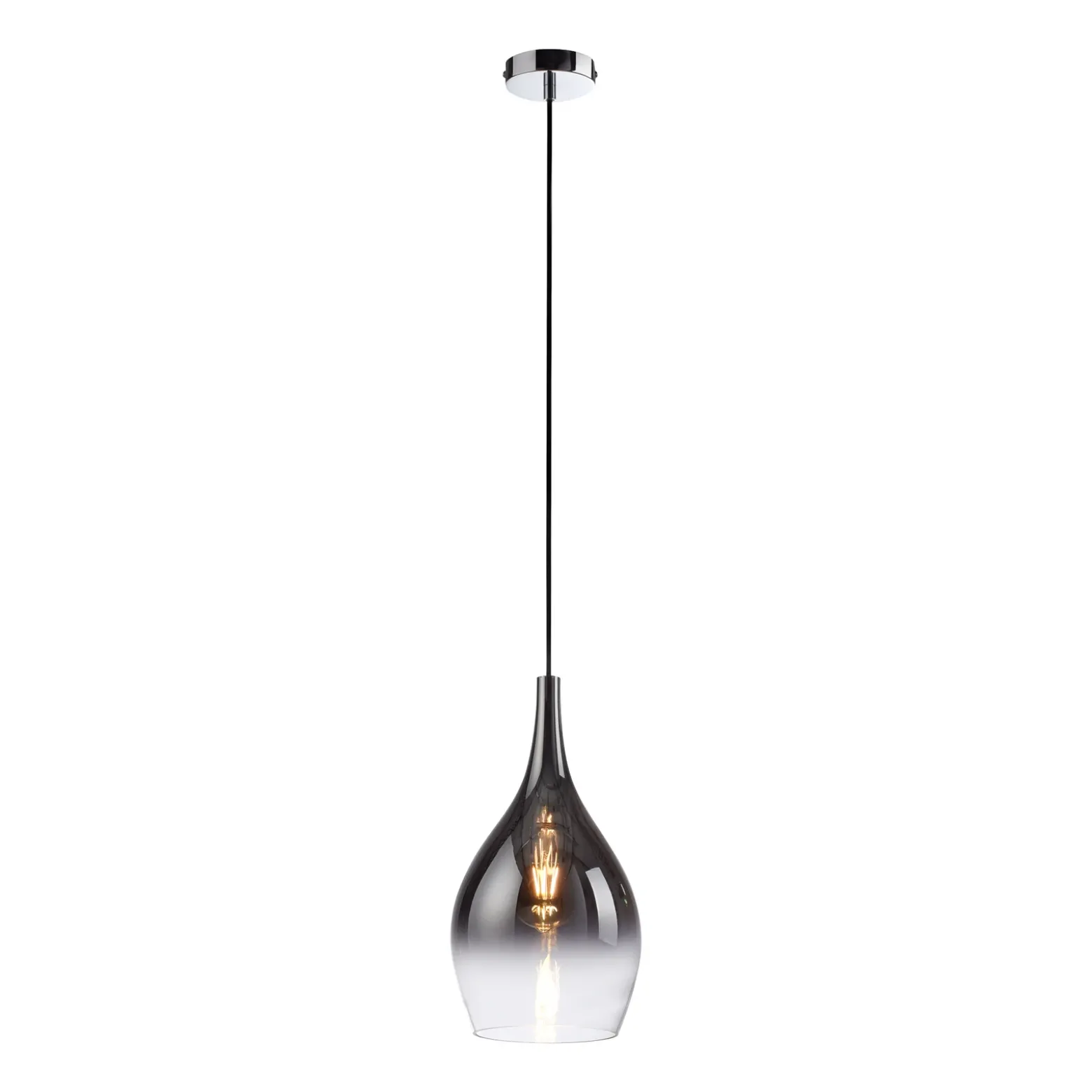 Lámpara colgante Pilua de Paul Neuhaus, gris ahumado, cristal, Ø 20 cm, E27