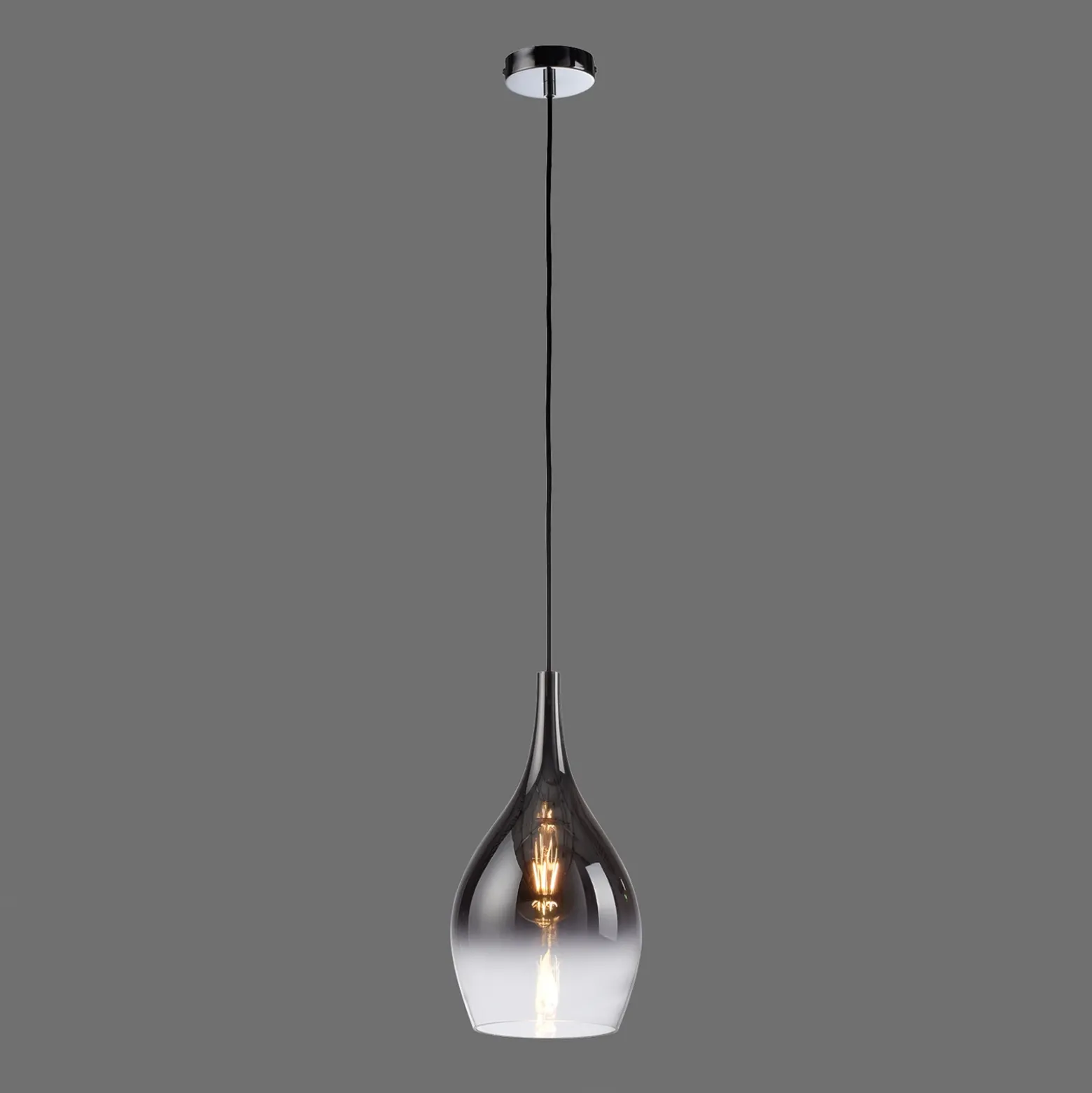 Lámpara colgante Pilua de Paul Neuhaus, gris ahumado, cristal, Ø 20 cm, E27