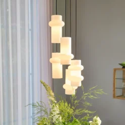 Lámpara colgante Pilule Double, blanco brillante, Ø 15 cm, cristal