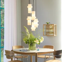 Lámpara colgante Pilule Double, blanco brillante, Ø 15 cm, cristal