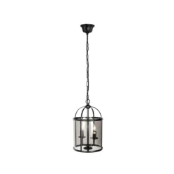 Lámpara colgante Pimpernel, Ø 23 cm, negro, cristal gris humo