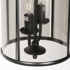 Lámpara colgante Pimpernel, Ø 23 cm, negro, cristal gris humo